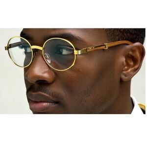 Gold Metal Round Frame Migos Designer Clear Lens Men  Eyeglasses Sunglasses New‎
